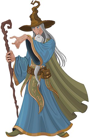Fantasy style wizard with staff Stock Photo - Budget Royalty-Free & Subscription, Code: 400-08787322