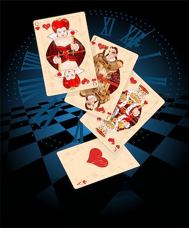 face cards queen - Illustration of Hearts plays cards Stock Photo - Budget Royalty-Free & Subscription, Code: 400-08787503