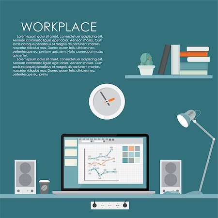 simsearch:400-08786053,k - Modern Workplace. Vector illustration. Flat Computing Background Eps10 Stock Photo - Budget Royalty-Free & Subscription, Code: 400-08794661