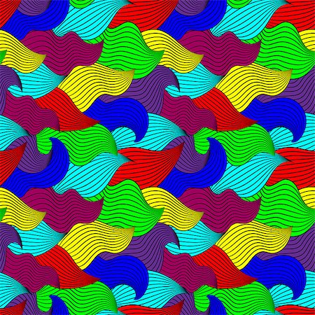 simsearch:400-08794844,k - Color seamless abstract hand-drawn pattern, waves background. Vector illustration.Eps 10. Stock Photo - Budget Royalty-Free & Subscription, Code: 400-08794836