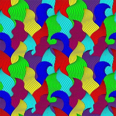 simsearch:400-08794836,k - Color seamless abstract hand-drawn pattern, waves background. Vector illustration.Eps 10. Stock Photo - Budget Royalty-Free & Subscription, Code: 400-08794849