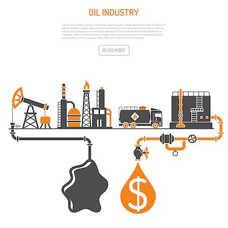 Oil industry Concept with Two Color Flat Icons extraction production refinery and transportation oil and petrol. isolated vector illustration Stock Photo - Budget Royalty-Free & Subscription, Code: 400-08795219