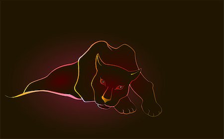 Lying sweetheart black Panther on a dark background. EPS10 vector illustration. Stock Photo - Budget Royalty-Free & Subscription, Code: 400-08795908