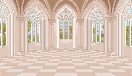 fantasy art palace - Illustration of medieval castle hall Stock Photo - Budget Royalty-Free & Subscription, Code: 400-08795949