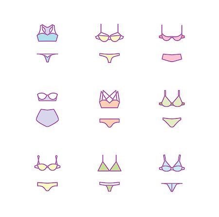 simsearch:400-03948818,k - Vector bras and panties styles. Ladies lingerie designs Stock Photo - Budget Royalty-Free & Subscription, Code: 400-08791583