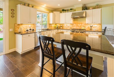 Beautiful Custom Kitchen Interior in a New House. Stock Photo - Budget Royalty-Free & Subscription, Code: 400-08791945