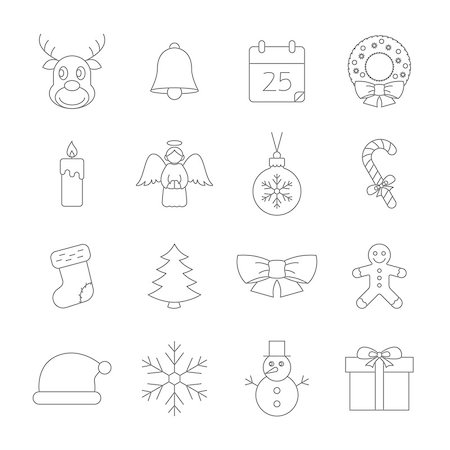 simsearch:400-04149556,k - Christmas thin line icons on white background Stock Photo - Budget Royalty-Free & Subscription, Code: 400-08793048
