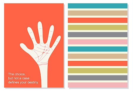 simsearch:400-08551668,k - Creative card, booklet. Creative, motivation quote for cards, banners, posters. White hand with red lines on palms. Quotation on the red background. Vector. Foto de stock - Super Valor sin royalties y Suscripción, Código: 400-08806785