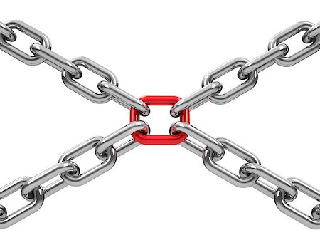 Chains with red link, three-dimensional rendering Stock Photo - Budget Royalty-Free & Subscription, Code: 400-08807762