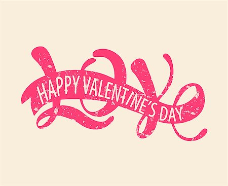 Vector illustration of Love - Happy Valentine's day, Romantic handwritten inscription for poster, valentines day card in vintage style Stock Photo - Budget Royalty-Free & Subscription, Code: 400-08814686