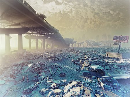 The nuclear winter. Apocalyptic landscape.3d illustration concept Stock Photo - Budget Royalty-Free & Subscription, Code: 400-08815767