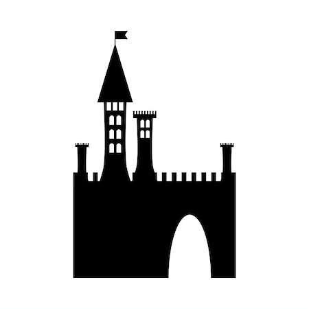 isolated vector ancient gothic castle black silhouette Stock Photo - Budget Royalty-Free & Subscription, Code: 400-08816179