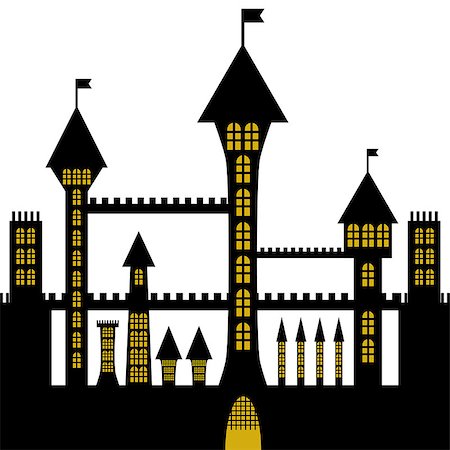 isolated vector ancient gothic castle black silhouette Stock Photo - Budget Royalty-Free & Subscription, Code: 400-08816185