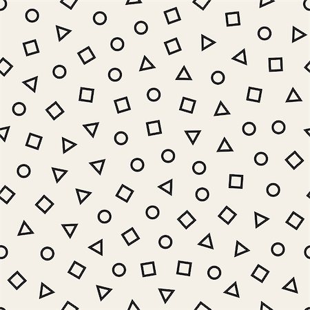 Scattered Geometric Line Shapes. Abstract Background Design. Vector Seamless Black and White Pattern. Stock Photo - Budget Royalty-Free & Subscription, Code: 400-08817000