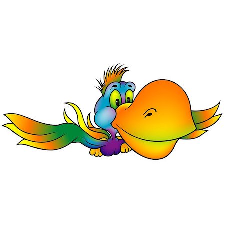 simsearch:400-04116240,k - Flying Colorful Parrot with Big Orange Beak - Colored Cartoon Illustration, Vector Stock Photo - Budget Royalty-Free & Subscription, Code: 400-08817773