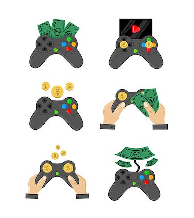 Great designed set of cartoon gamepads that can be used in various templates Stock Photo - Budget Royalty-Free & Subscription, Code: 400-08810064