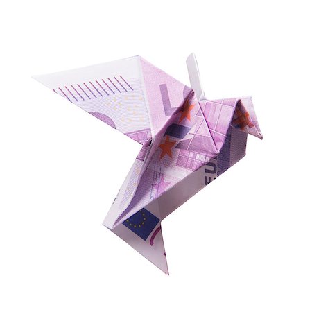 Origami Bird from banknotes on a white background Stock Photo - Budget Royalty-Free & Subscription, Code: 400-08811385