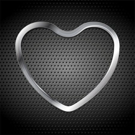 Metallic heart on perforated background. Silver heart icon. Love symbol chrome style. Dark grey heart vector design Stock Photo - Budget Royalty-Free & Subscription, Code: 400-08812635