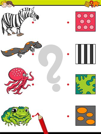 Cartoon Illustration of Education Picture Matching Game for Children with Animal Characters Stock Photo - Budget Royalty-Free & Subscription, Code: 400-08813086