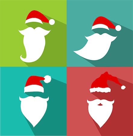 Flat Design Vector Santa Claus Face Stock Photo - Budget Royalty-Free & Subscription, Code: 400-08813954