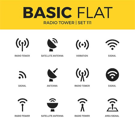 radio wave - Basic set of satellite antenna, vibration and signal icons. Modern flat pictogram collection. Vector material design concept, web symbols and logo concept. Stock Photo - Budget Royalty-Free & Subscription, Code: 400-08834614
