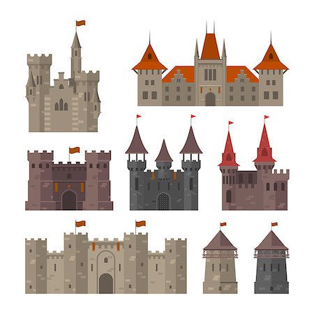 Medieval castles, fortresses and strongholds with fortified wall and towers Stock Photo - Budget Royalty-Free & Subscription, Code: 400-08834927