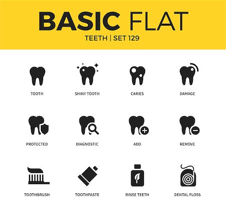 protection pictogram - Basic set of shiny tooth, rinse teeth and dental floss icons. Modern flat pictogram collection. Vector material design concept, web symbols and logo concept. Stock Photo - Budget Royalty-Free & Subscription, Code: 400-08834967