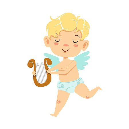 Boy Baby Cupid With Lira, Winged Toddler In Diaper Adorable Love Symbol Cartoon Character. Happy Infant Cupid Saint Valentines Day Flat Vector Illustration. Stock Photo - Budget Royalty-Free & Subscription, Code: 400-08835071