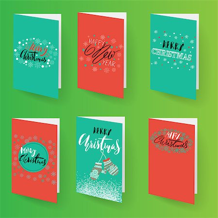 simsearch:400-07222092,k - Set of christmas brochures templates. Vector Holidays cards collection. Hand drawn lettering elements Stock Photo - Budget Royalty-Free & Subscription, Code: 400-08835403
