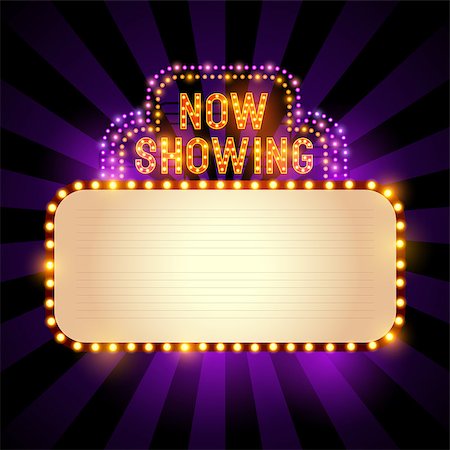 Vintage theatre / cinema sign with lights and room for text. Vector illustration Stock Photo - Budget Royalty-Free & Subscription, Code: 400-08835885