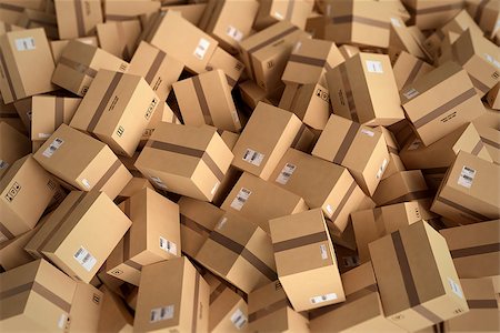 simsearch:400-05735817,k - Stack of closed cardboard boxes and wrapped with adhesive. 3D Rendering Stock Photo - Budget Royalty-Free & Subscription, Code: 400-08836850