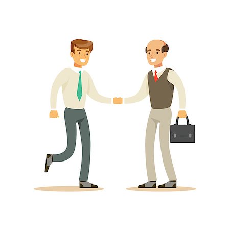 Colleagues Shaking Hands, Business Office Employee In Official Dress Code Clothing Busy At Work Smiling Cartoon Characters. Part Of Marketing And Management Series Of Vector Illustrations. Foto de stock - Super Valor sin royalties y Suscripción, Código: 400-08836911