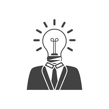 symbol for intelligence - Businessman with lightbulb head icon. Idea concept Stock Photo - Budget Royalty-Free & Subscription, Code: 400-08837170