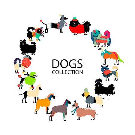 simsearch:673-02138072,k - Funny dogs collection, sketch for your design. Vector illustration Stock Photo - Budget Royalty-Free & Subscription, Code: 400-08837365