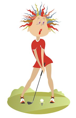 Woman golfer trying to make a good shot Stock Photo - Budget Royalty-Free & Subscription, Code: 400-08837419