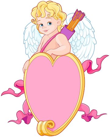 Baby Cupid over a heart shape sign Stock Photo - Budget Royalty-Free & Subscription, Code: 400-08833854