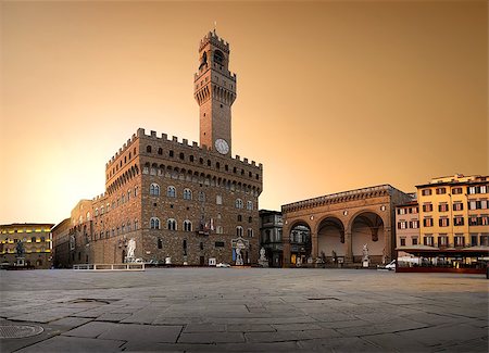 simsearch:400-05338054,k - Belltower and the old palace on Piazza della Signoria in Florence, Italy Stock Photo - Budget Royalty-Free & Subscription, Code: 400-08864560