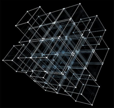 simsearch:400-08413057,k - Abstract cubes. Network connection on black background. 3D illustration Stock Photo - Budget Royalty-Free & Subscription, Code: 400-08861412