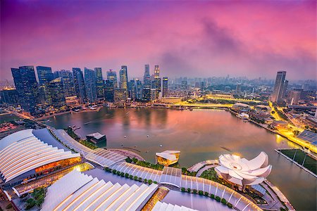 Singapore Financial District skyline at dusk. Stock Photo - Budget Royalty-Free & Subscription, Code: 400-08861648