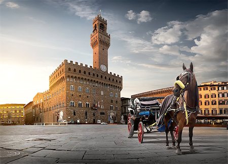 simsearch:400-05338054,k - Horse on Piazza della Signoria in Florence at dawn, Italy Stock Photo - Budget Royalty-Free & Subscription, Code: 400-08861828