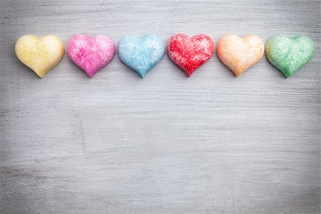 simsearch:400-08034169,k - Love concept. Colorful hearts on grey rustic background Stock Photo - Budget Royalty-Free & Subscription, Code: 400-08888079
