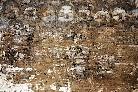 simsearch:400-04275576,k - Grunge Halloween background with human skulls and stucco texture of brown color Photographie de stock - Aubaine LD & Abonnement, Code: 400-08888528