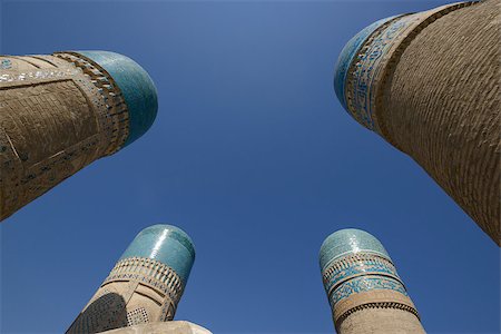 simsearch:877-08897949,k - Chor Minor Towers (Bukhara) against blue sky background. Stock Photo - Budget Royalty-Free & Subscription, Code: 400-08889120