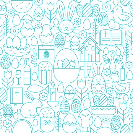 simsearch:400-07424187,k - Easter Line Seamless White Pattern. Vector Website Design and Tile Background. Spring Holiday. Photographie de stock - Aubaine LD & Abonnement, Code: 400-08889581