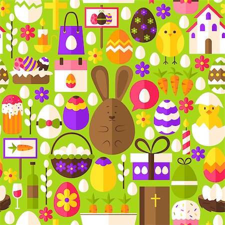 simsearch:400-07424187,k - Green Easter Seamless Pattern. Flat Design Vector Illustration. Tile Background. Spring Holiday. Photographie de stock - Aubaine LD & Abonnement, Code: 400-08893038