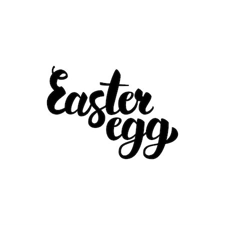 drawn easter eggs - Easter Egg Handwritten Calligraphy. Vector Illustration of Ink Brush Lettering Isolated over White Background. Stock Photo - Budget Royalty-Free & Subscription, Code: 400-08893050
