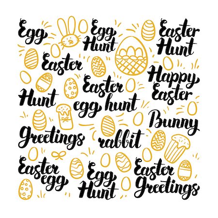 drawn easter eggs - Easter Egg Hand Drawn Lettering. Vector Illustration of Spring Holiday Calligraphy over White. Stock Photo - Budget Royalty-Free & Subscription, Code: 400-08893051