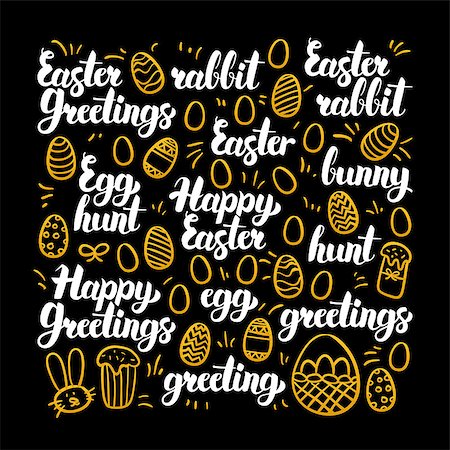 drawn easter eggs - Happy Easter Calligraphy Design. Vector Illustration of Spring Holiday Lettering. Stock Photo - Budget Royalty-Free & Subscription, Code: 400-08893060