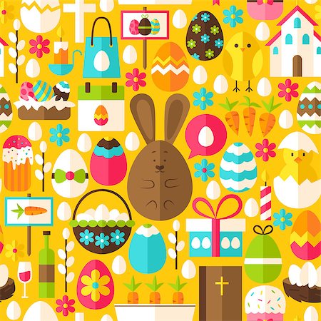 simsearch:400-07424187,k - Yellow Easter Seamless Pattern. Flat Design Vector Illustration. Tile Background. Spring Holiday. Photographie de stock - Aubaine LD & Abonnement, Code: 400-08893083