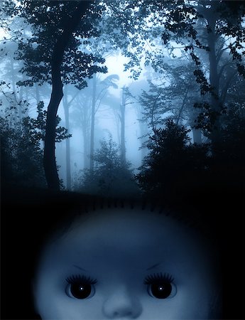 frenta (artist) - Vintage evil spooky doll and mysterious landscape of foggy forest Foto de stock - Super Valor sin royalties y Suscripción, Código: 400-08893331